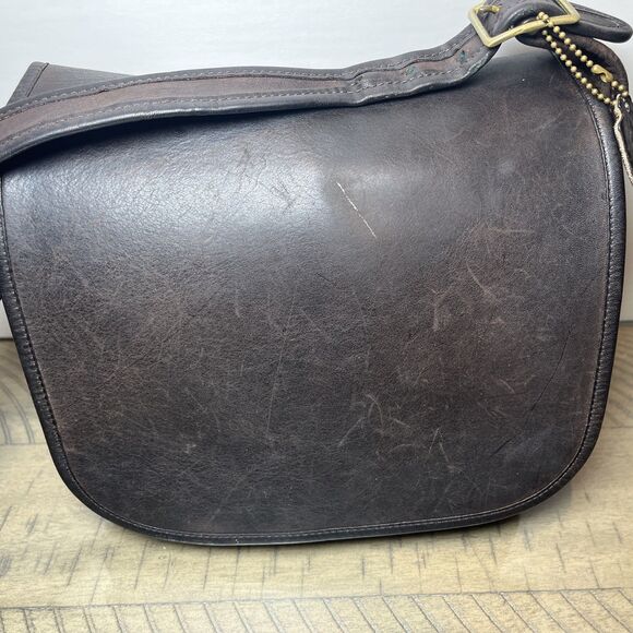 Vtg Coach Patricia Legacy purse Saddle Bag leather Brown matching wallet set - Picture 2 of 16